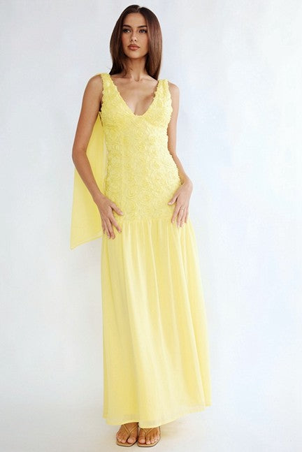 Yellow Vivienne Lace Maxi Dress