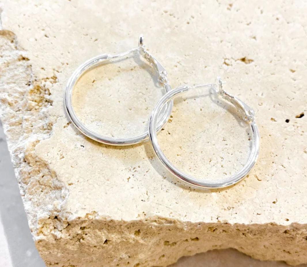 30mm Classic Sterling Silver Plated Hoops