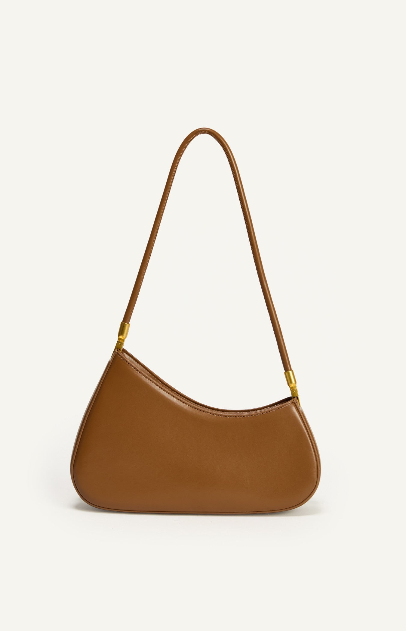 Caramel Curved Silhouette Structured Shoulder Bag with Soft Tube Handle