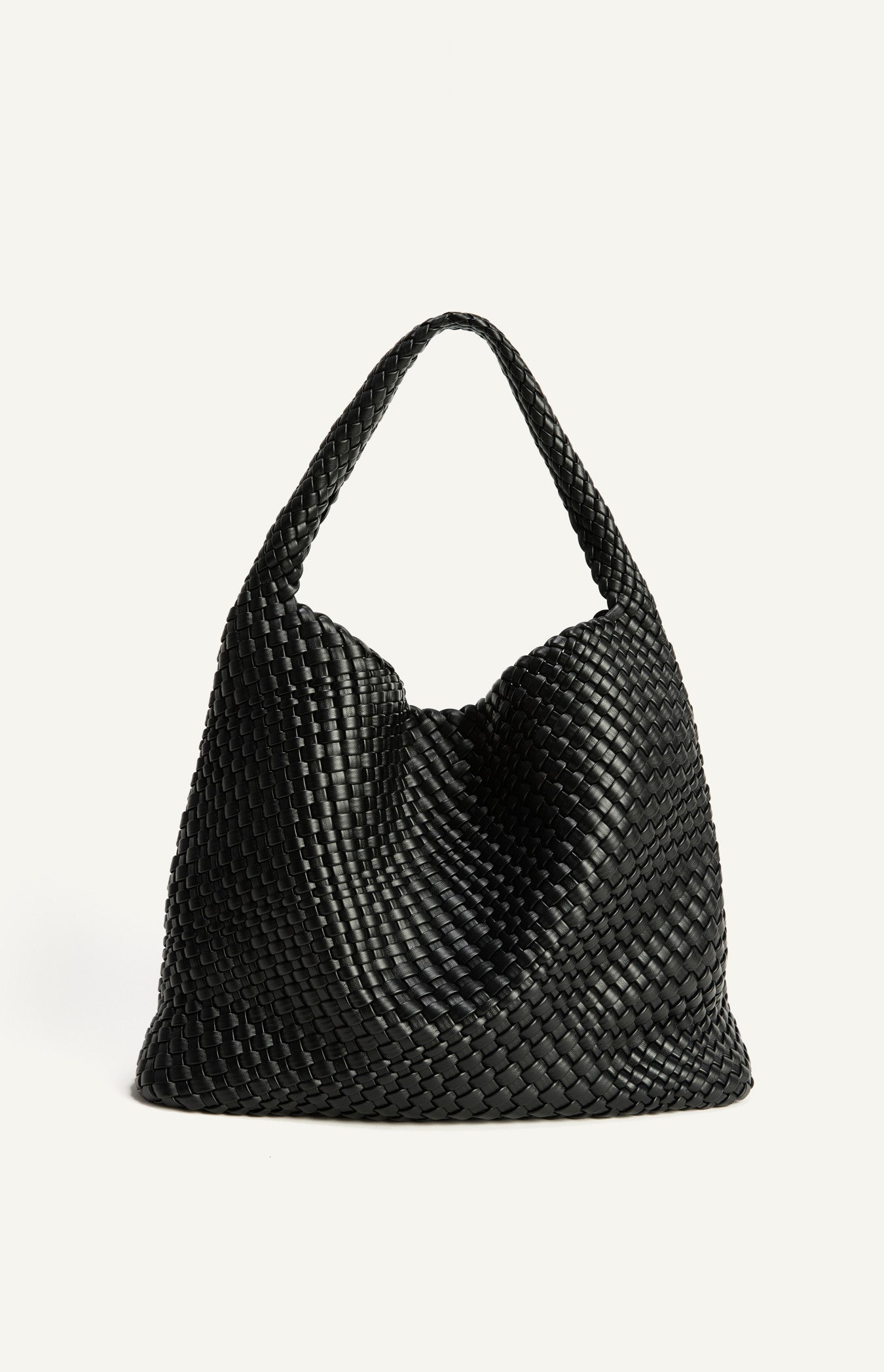 Black Woven Vegan Leather Hobo Bag with Pouch
