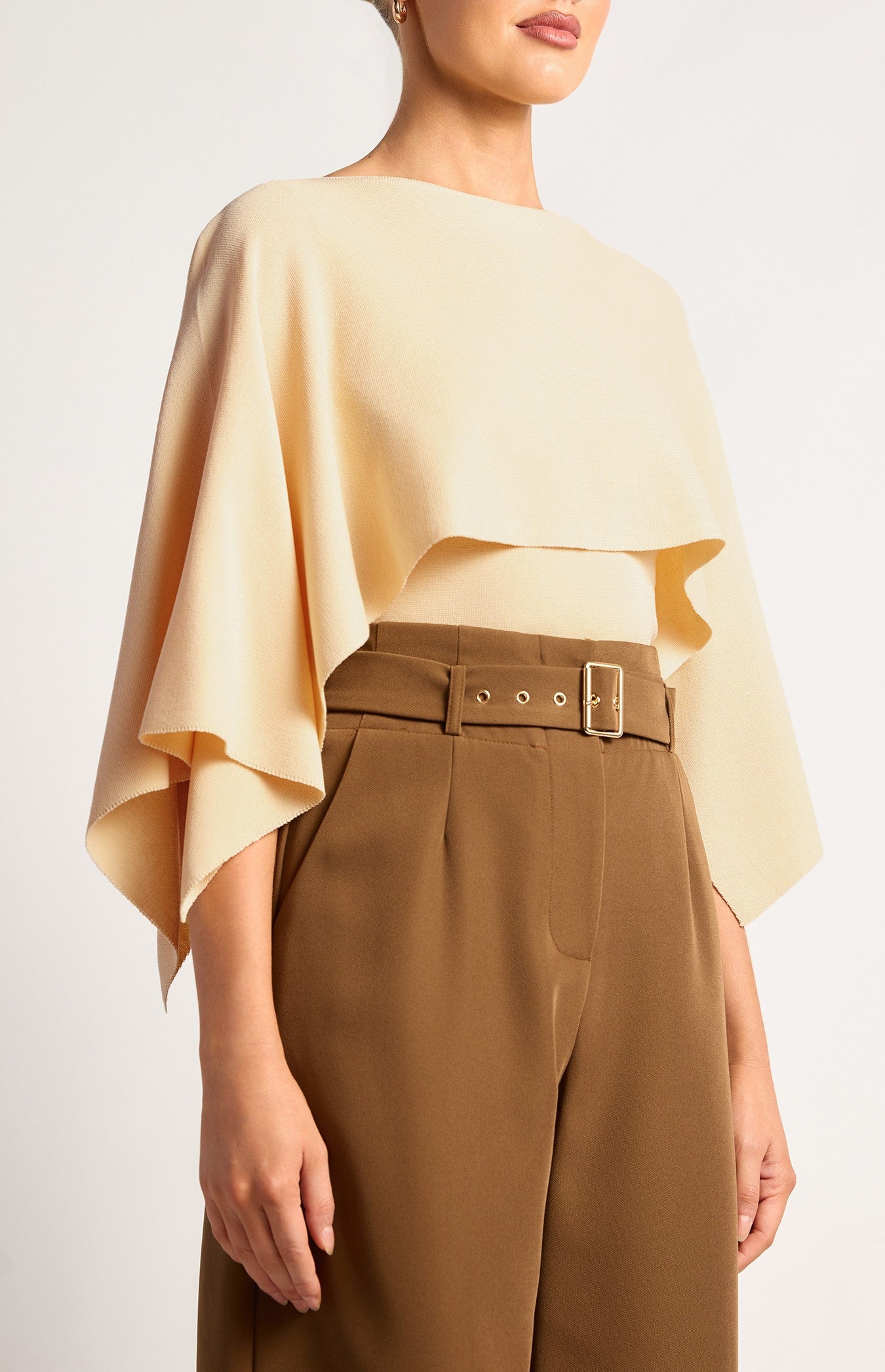Almond Cape Knit Top