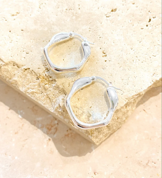 Silver Wavy Textured Plated Earrings