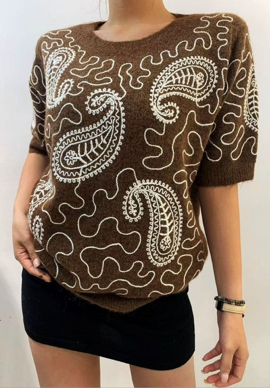 Camel Embrodiered S/S Jumper