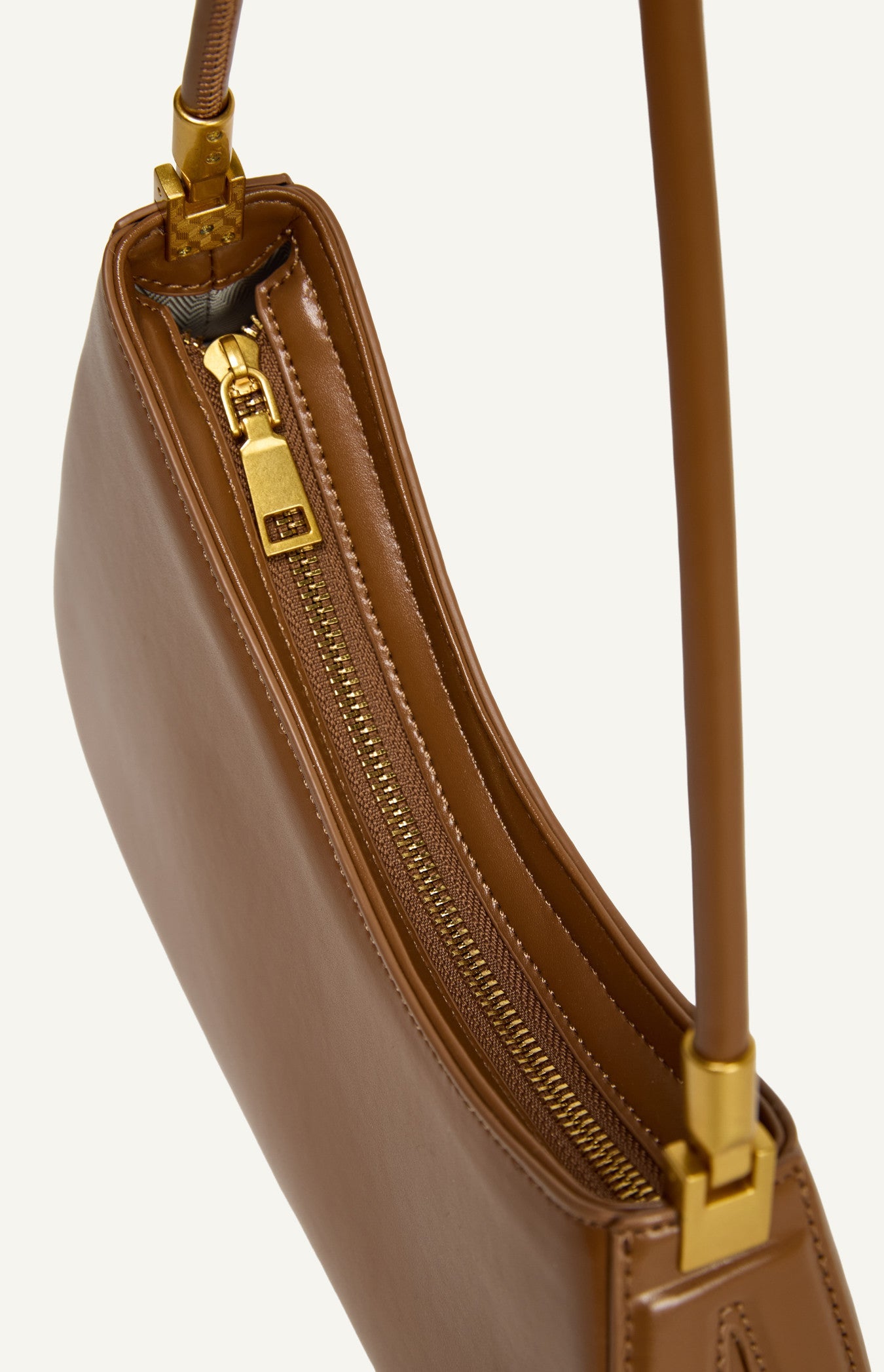 Caramel Curved Silhouette Structured Shoulder Bag with Soft Tube Handle