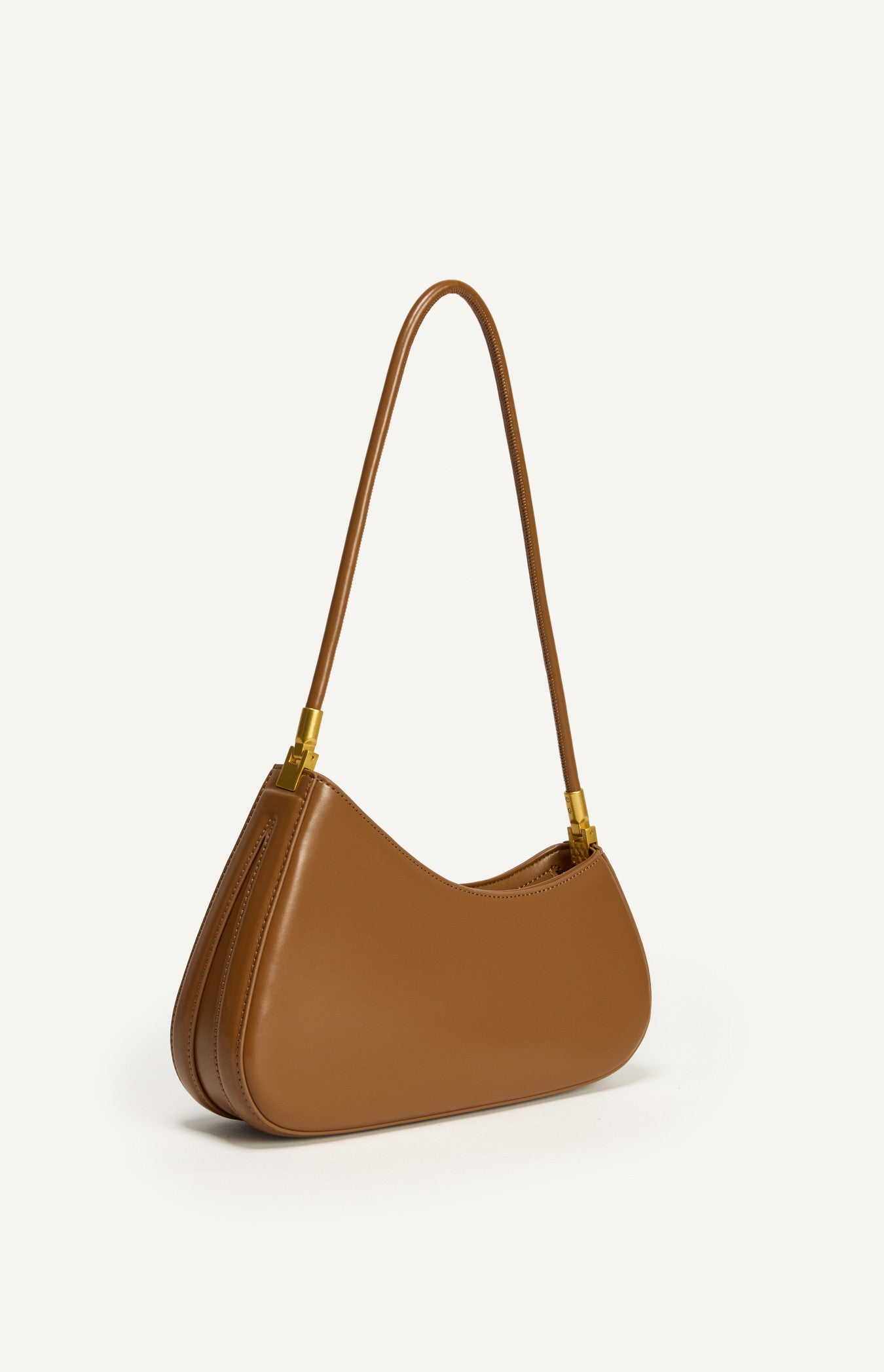 Caramel Curved Silhouette Structured Shoulder Bag with Soft Tube Handle