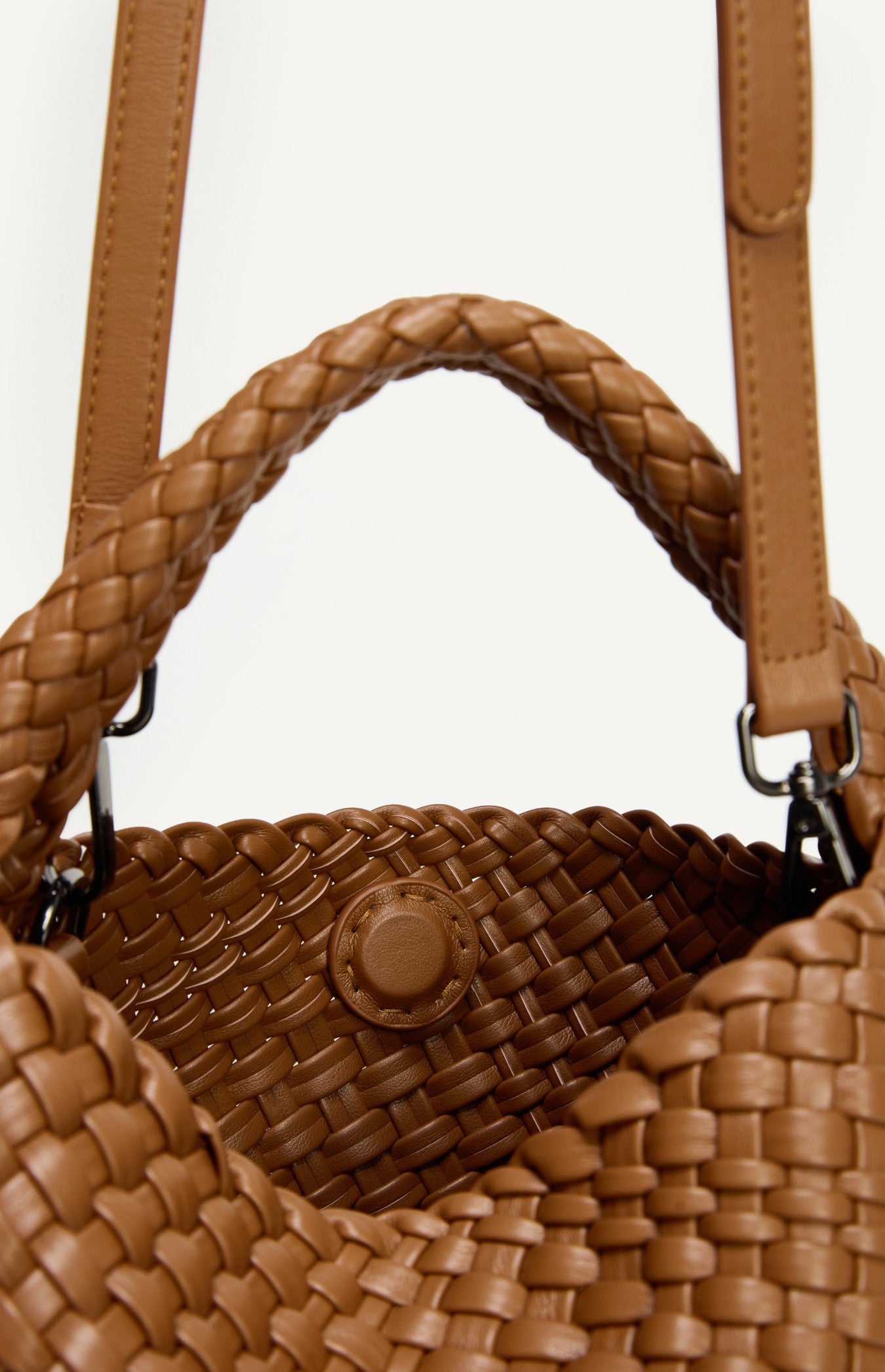 Woven Vegan Leather Handle Bag