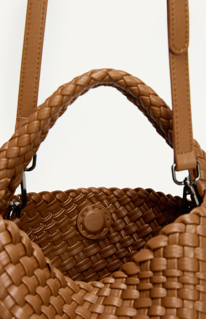 Woven Vegan Leather Handle Bag