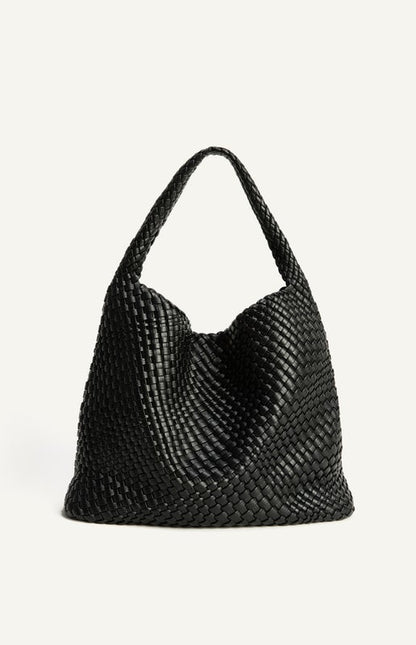 Woven Vegan Leather Hobo Bag