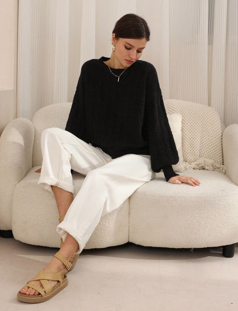 Black Puffed Sleeve Jumper