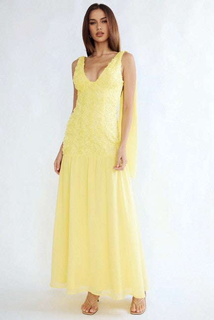 Yellow Vivienne Lace Maxi Dress