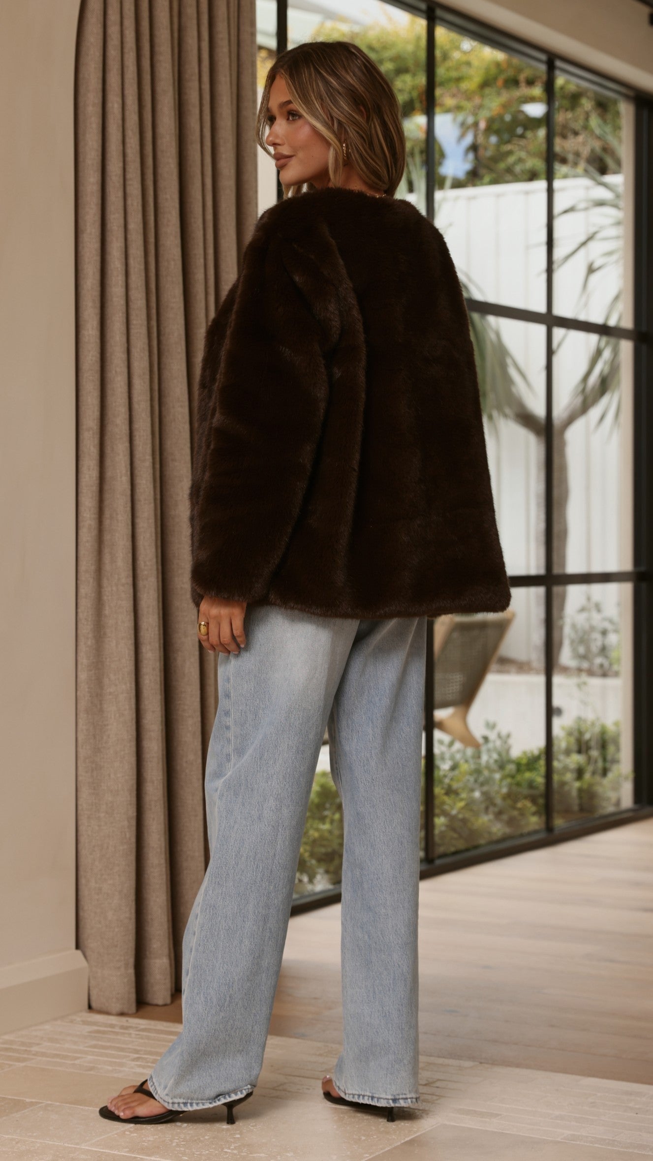 Chocolate Faux Fur Coat