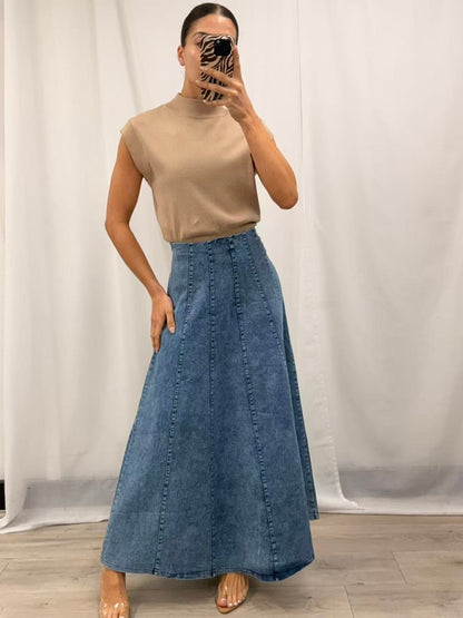 The Camille Denim Maxi Skirt