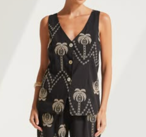 Black/Nude Amelie Embroidered Vest