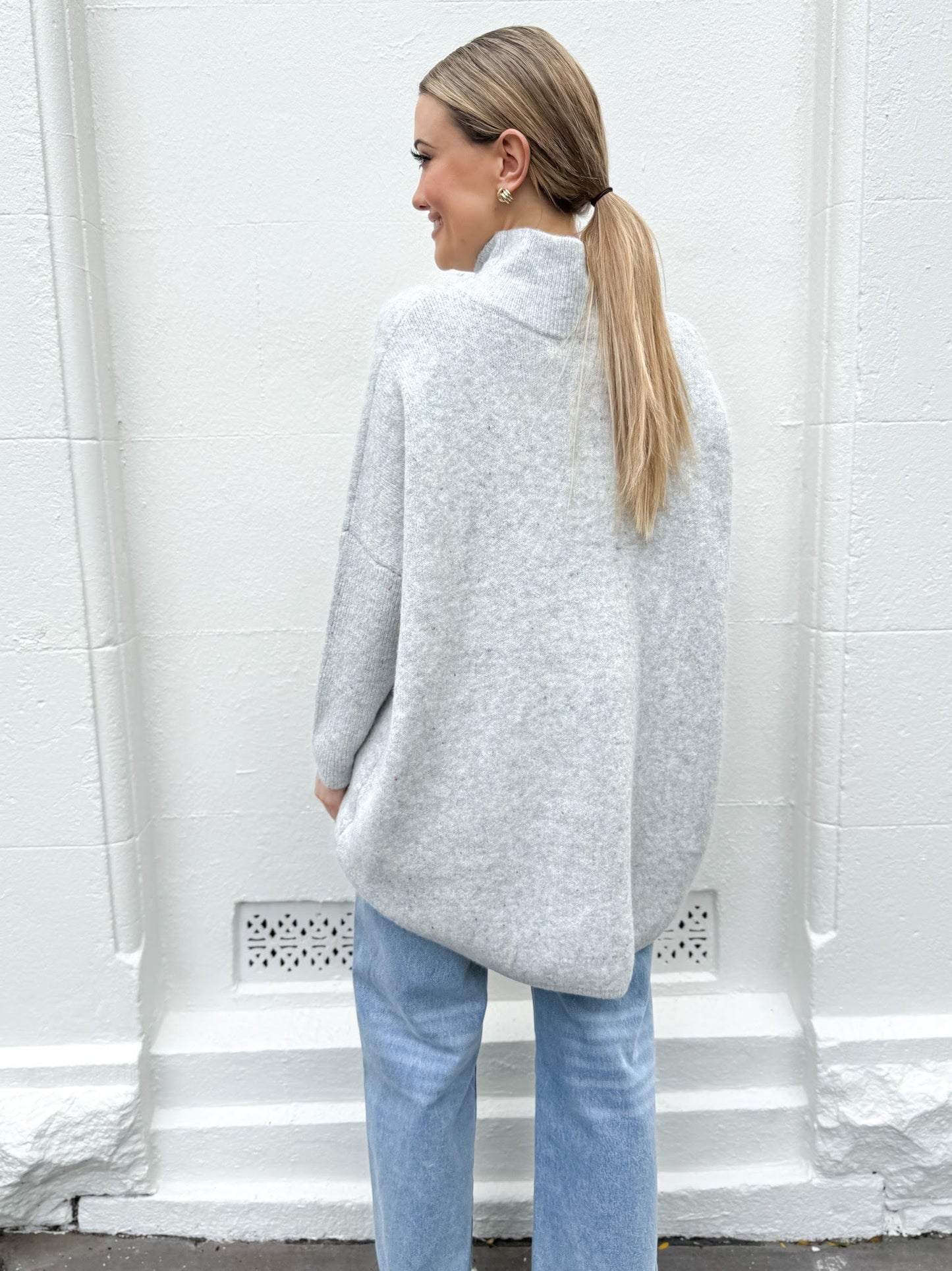 Marl Grey Wool Mix Turtle Neck Jumper