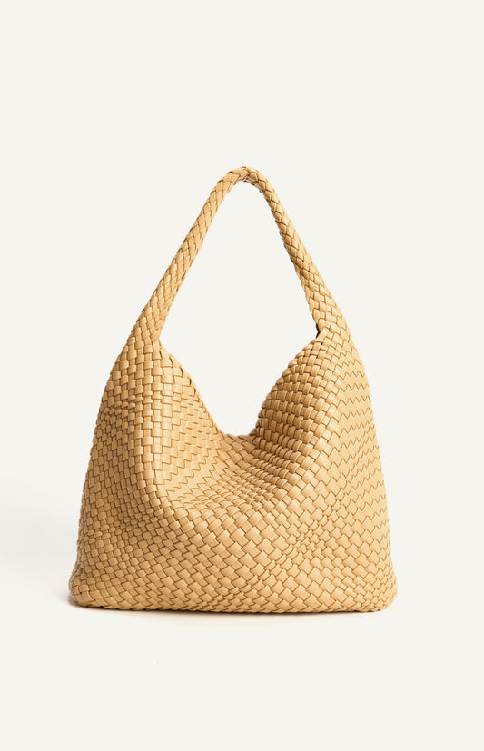 Woven Vegan Leather Hobo Bag