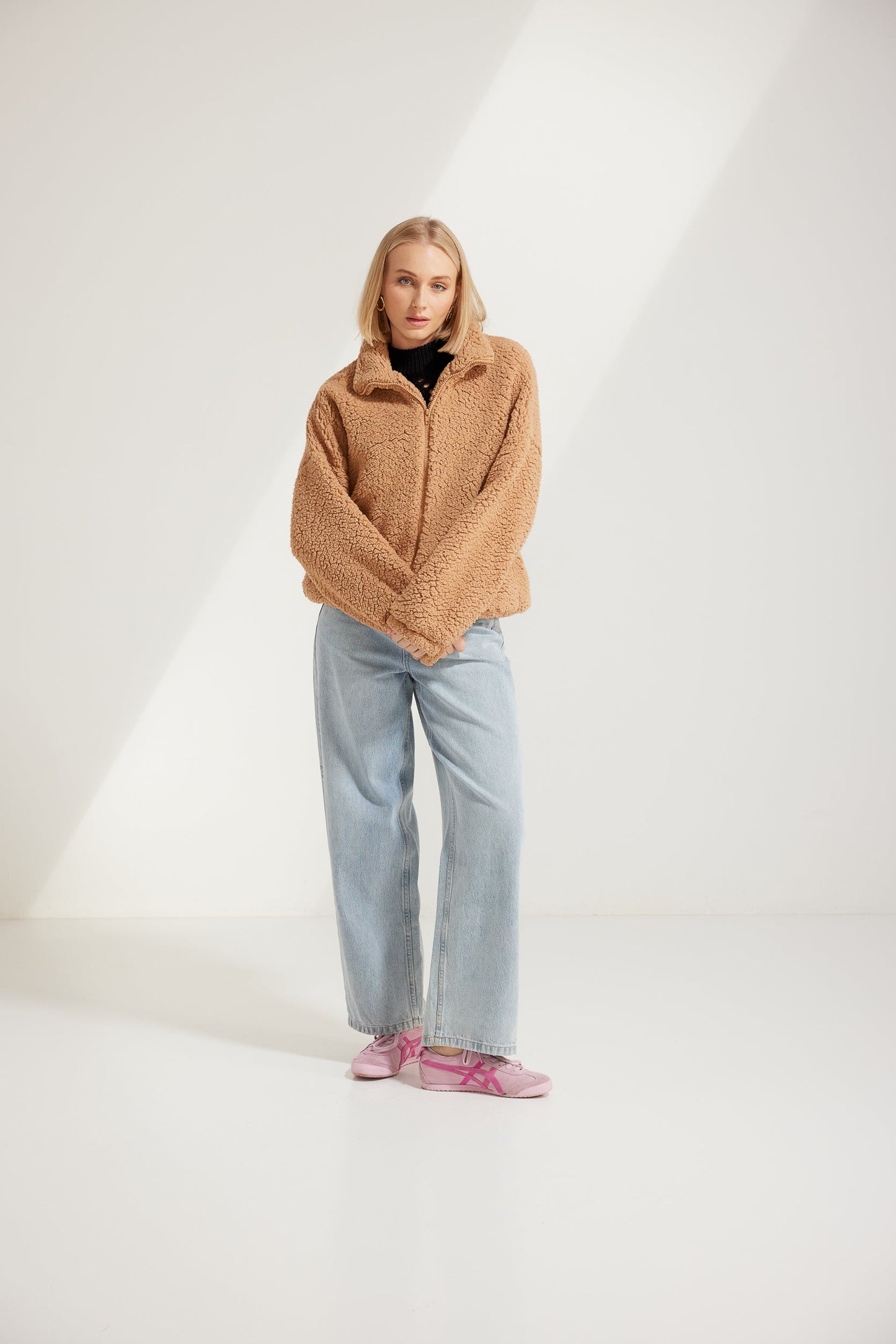 Tan Gia Zip Up Teddy Jacket