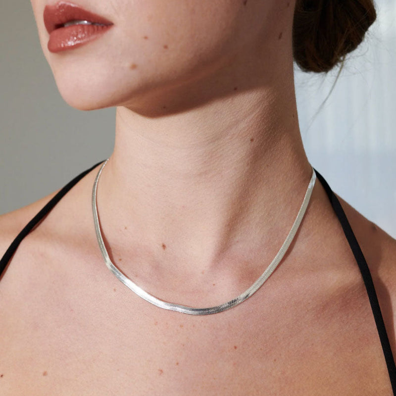 4mm Snake Chain Silver Plated Necklace