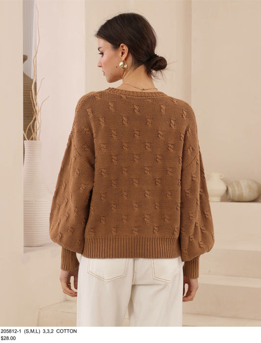 Tan Puffy Sleeve Jumper