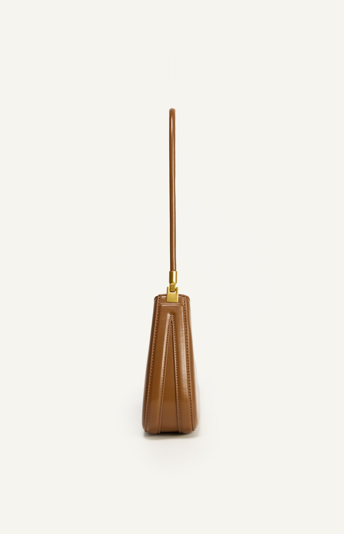 Caramel Curved Silhouette Structured Shoulder Bag with Soft Tube Handle