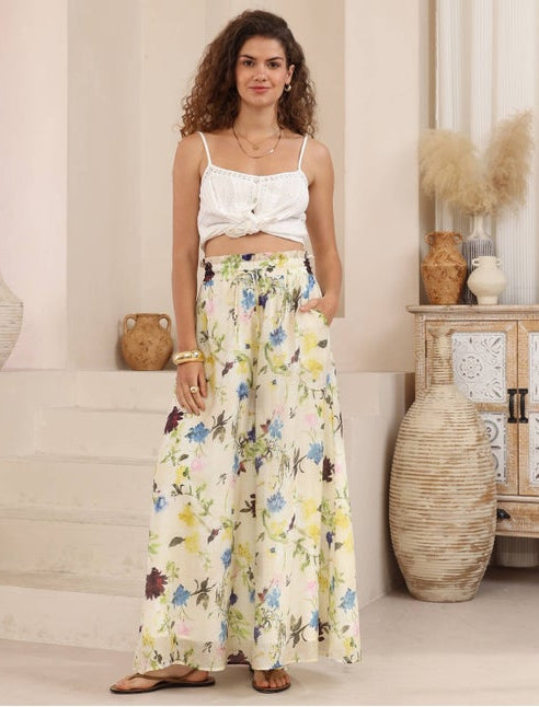 Floral watercolour pants