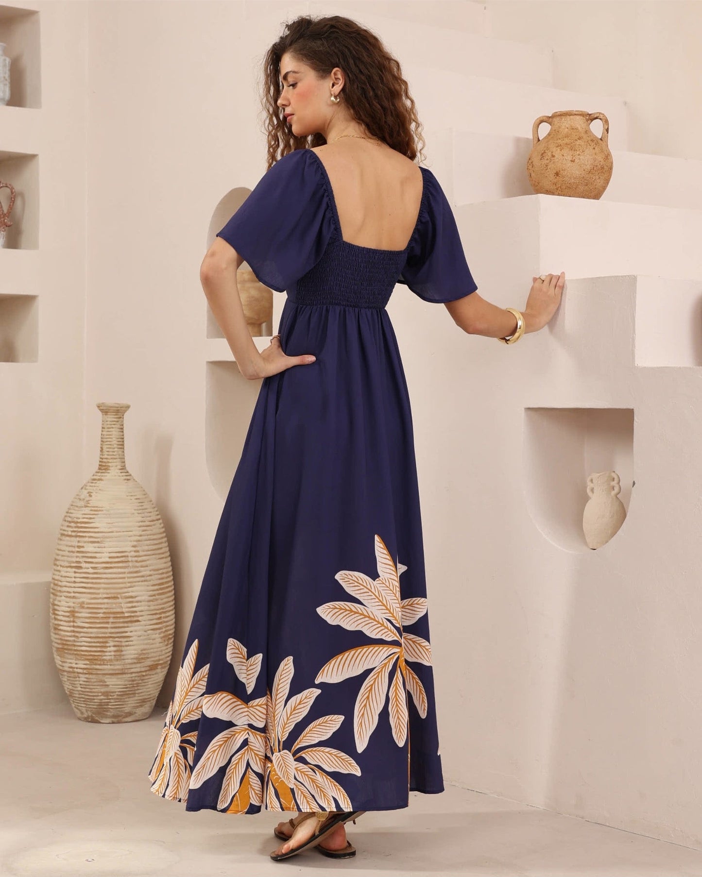 Navy Print Maxi Dress