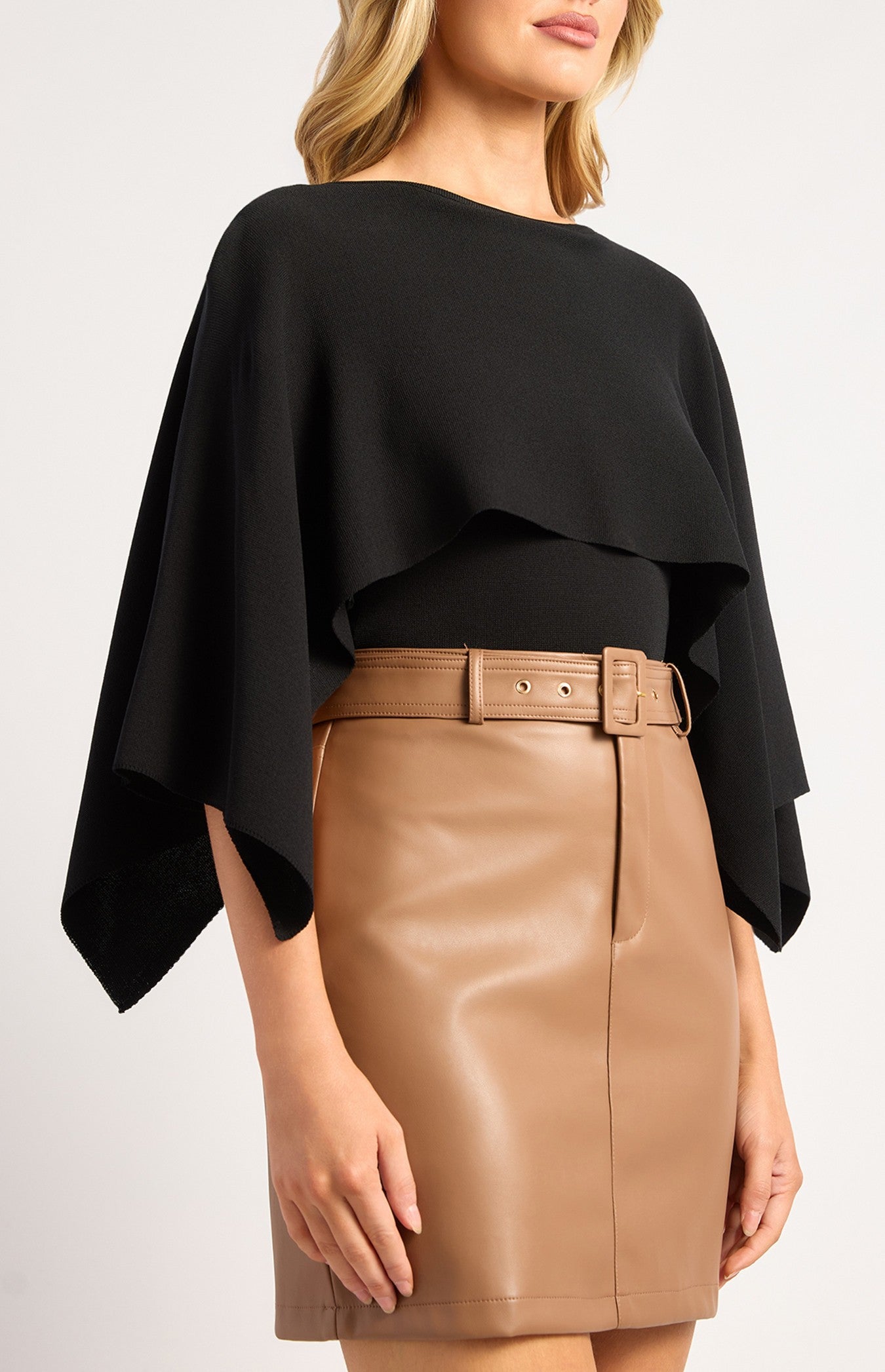Black Cape Knit Top