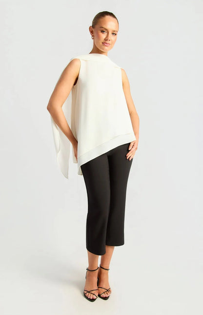 Multi Way Scarf Chiffon Top with Asymmetric Hem