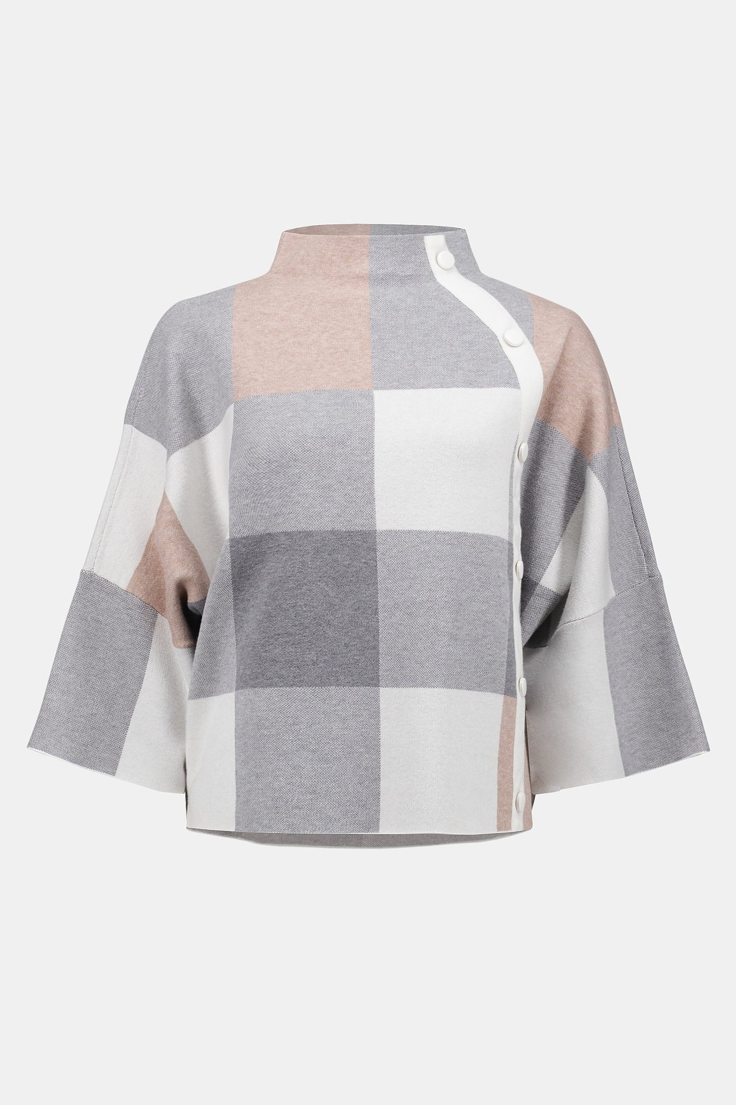 Plaid Jacquard Sweater Knit Top Rose/Multi