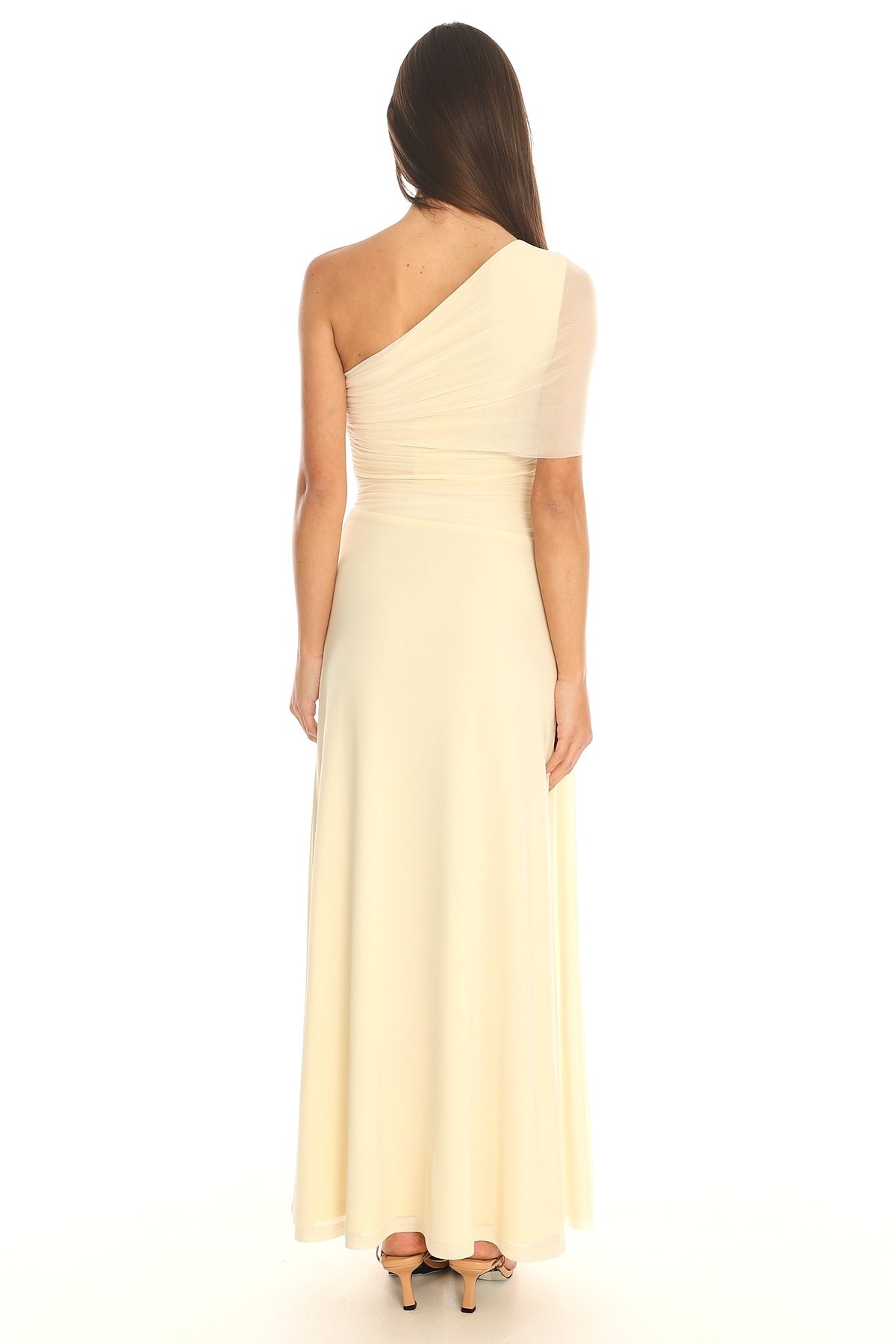 Elodie Butter One-Shoulder Maxi Dress