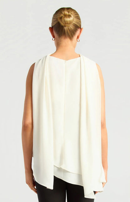 Multi Way Scarf Chiffon Top with Asymmetric Hem