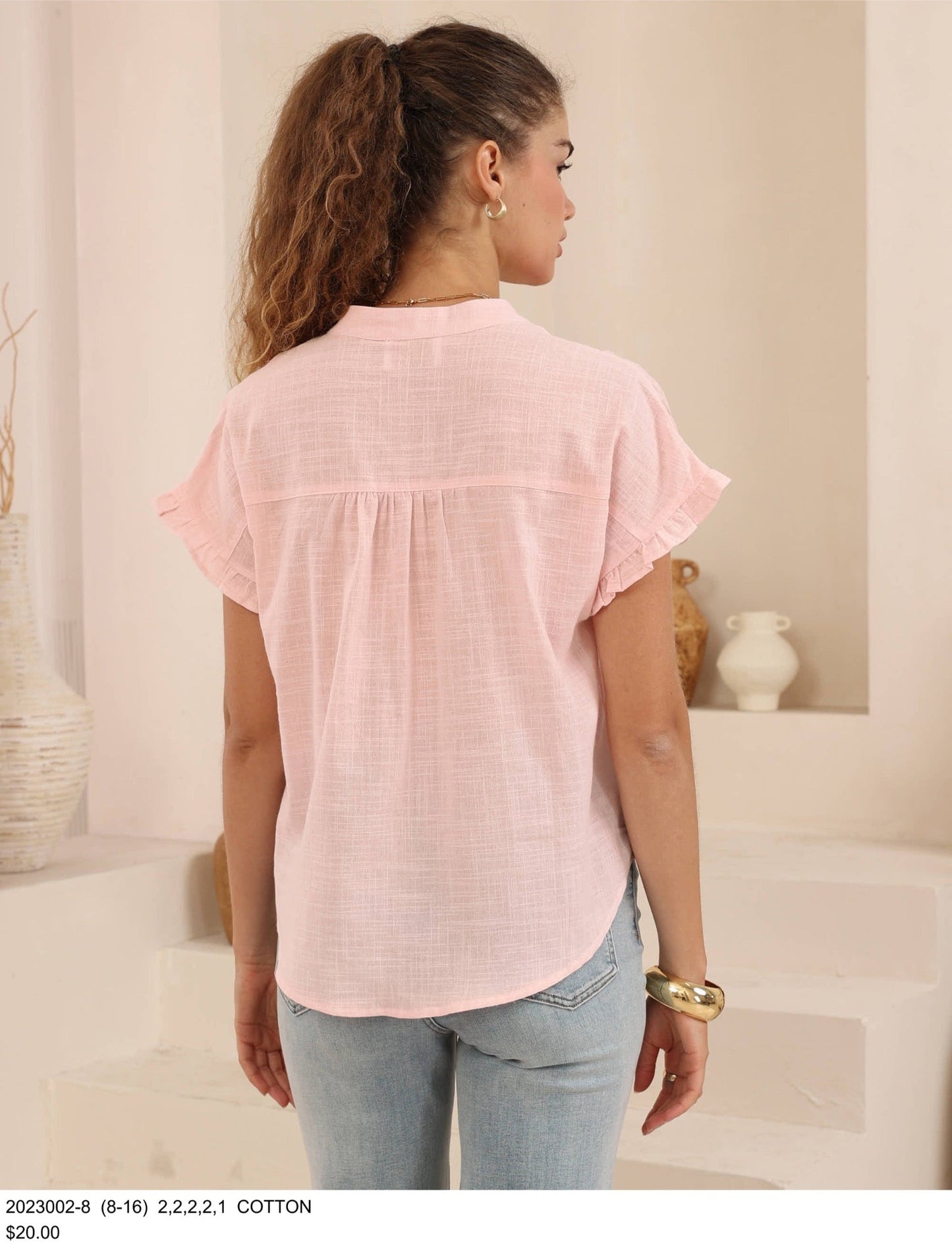 Baby pink short sleeve blouse