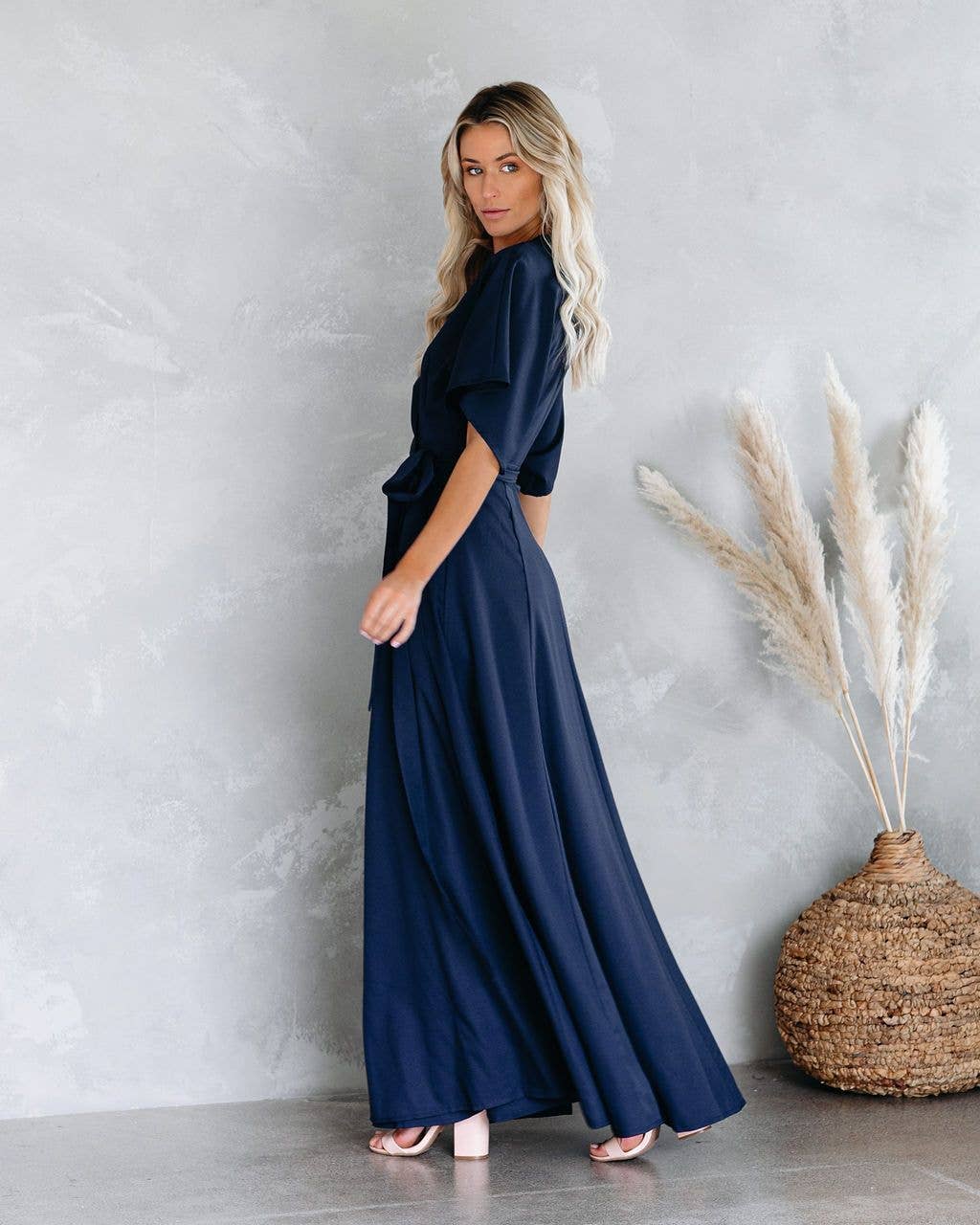 La Mere Wrap Navy Dress