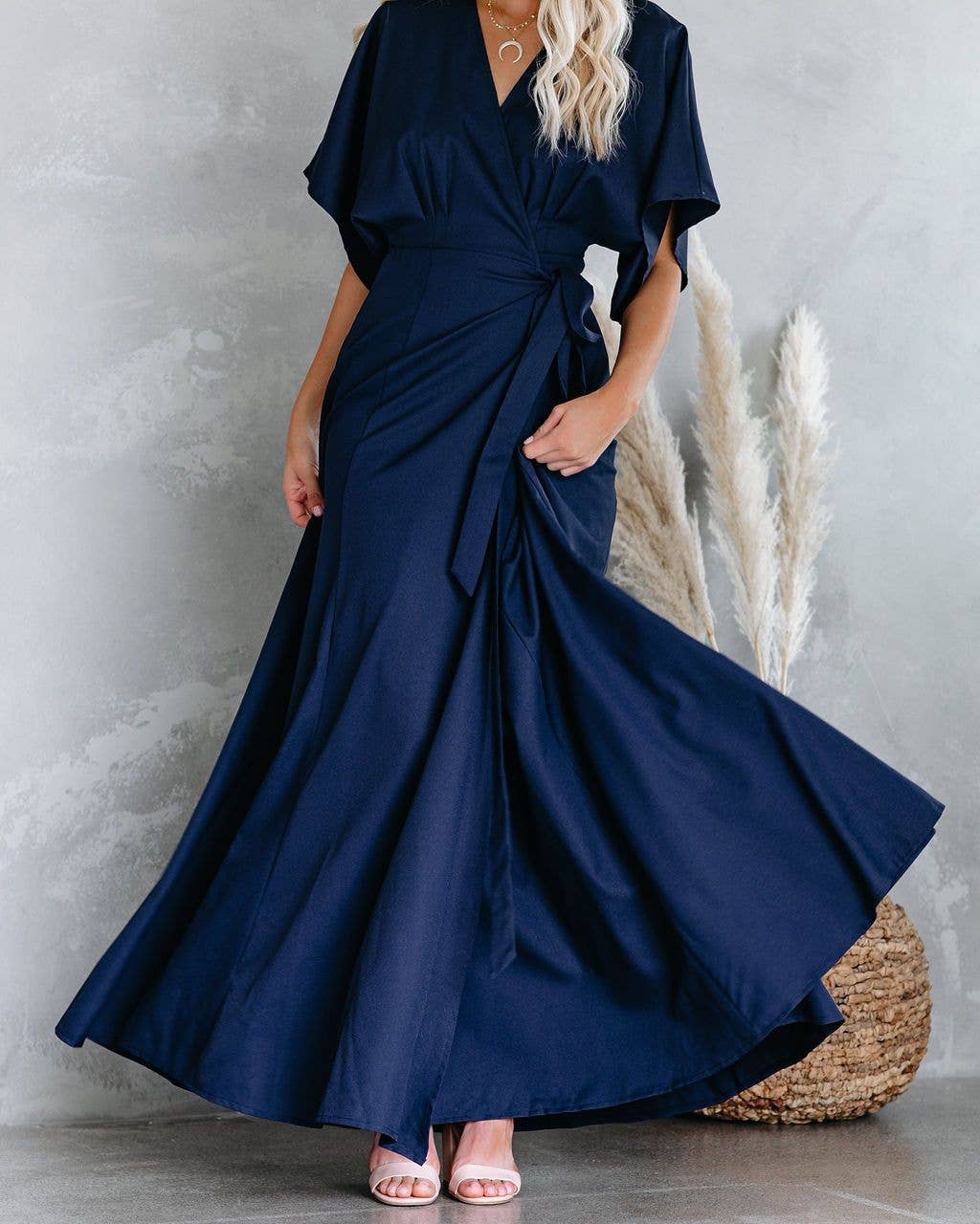 La Mere Wrap Navy Dress