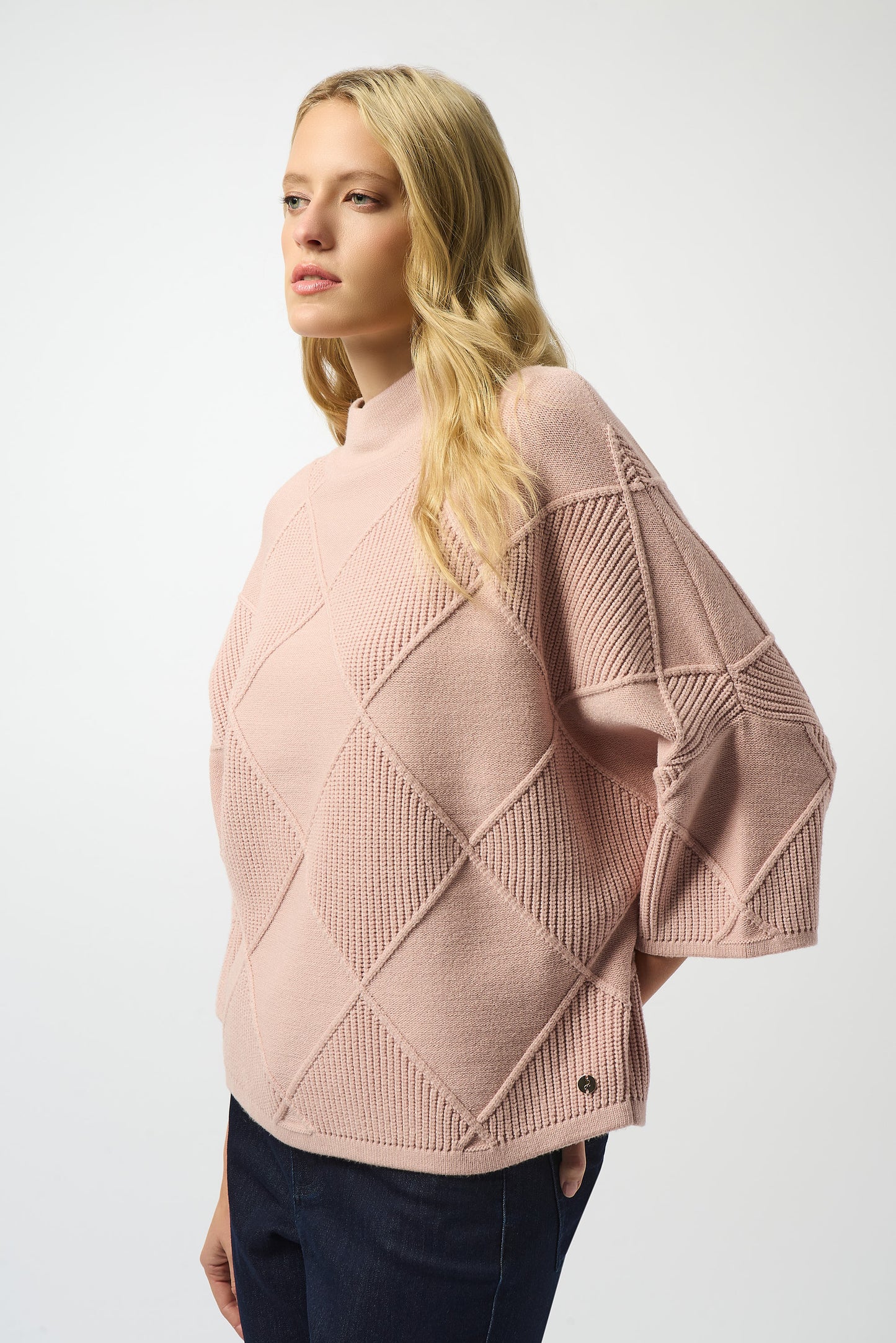 Textured Sweater Knit Mock Neck Pullover