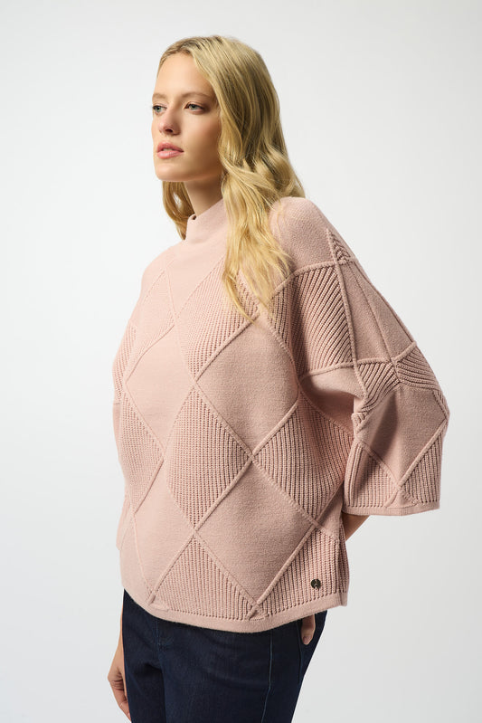 Textured Sweater Knit Mock Neck Pullover
