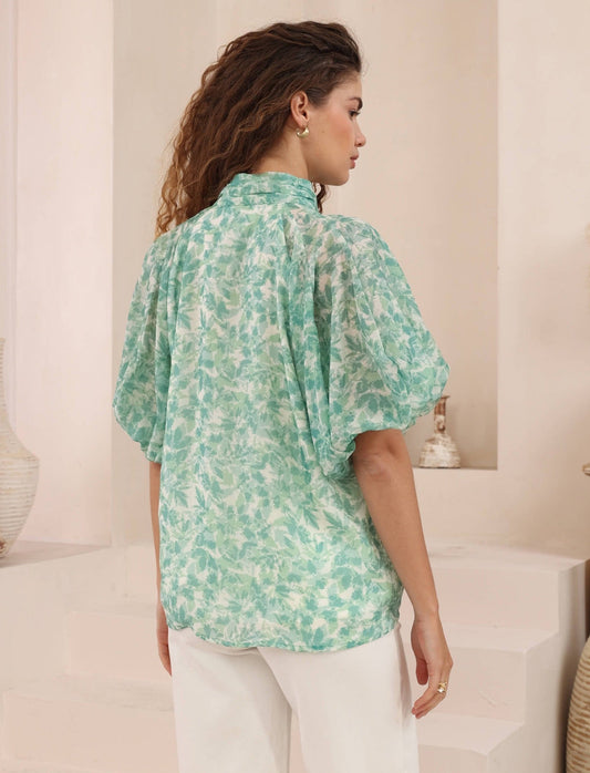 Green Floral Blouse