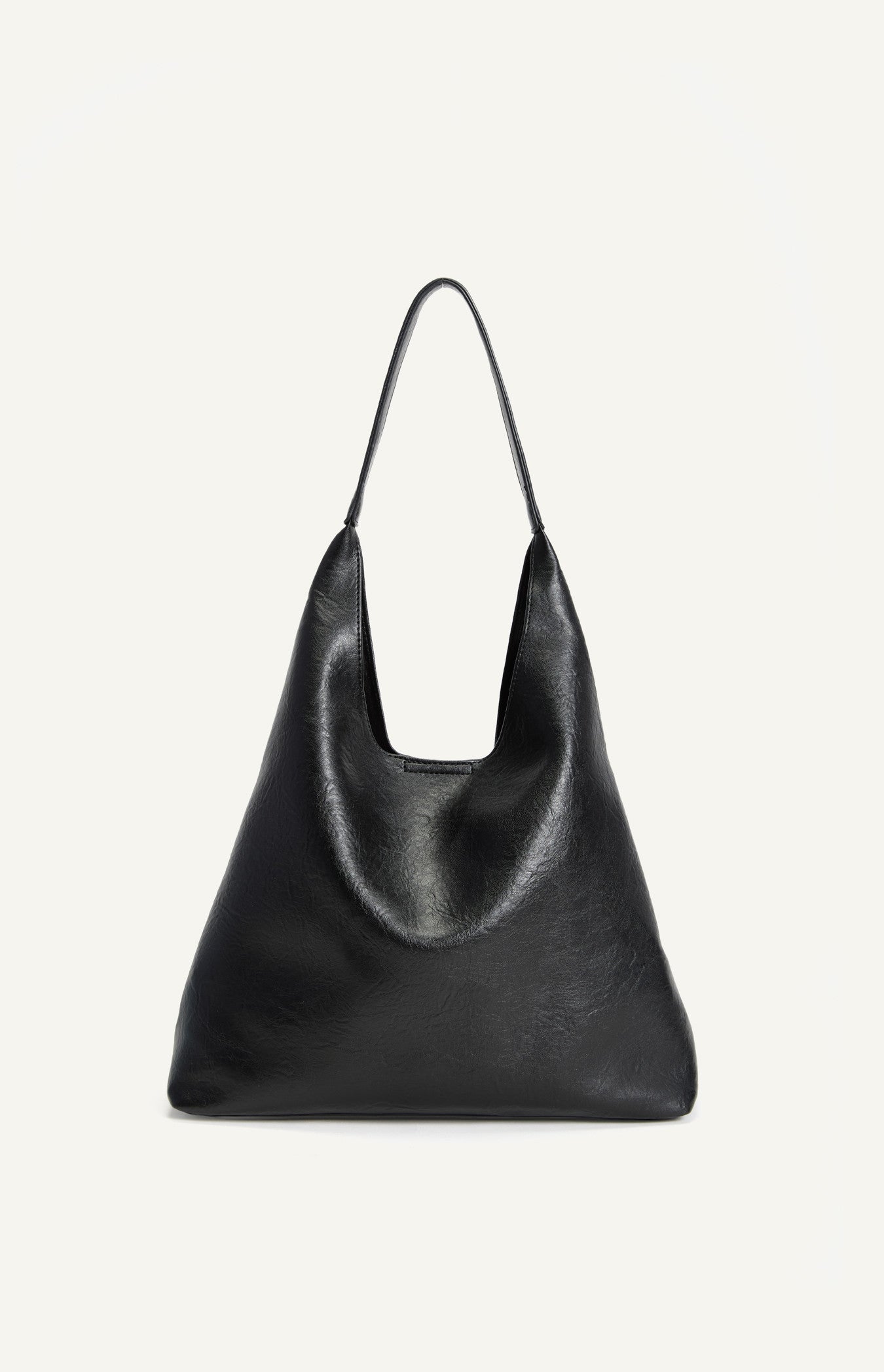 Katie Textured Vegan Leather Shoulder Bag - Black