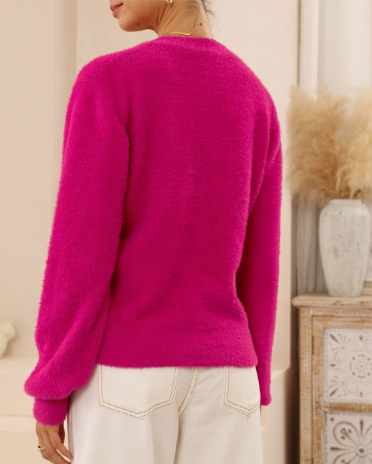 Hot Pink Fluffy Cardigan