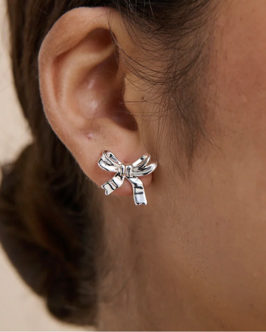 Bow Stud Sterling Silver Plated Earrings