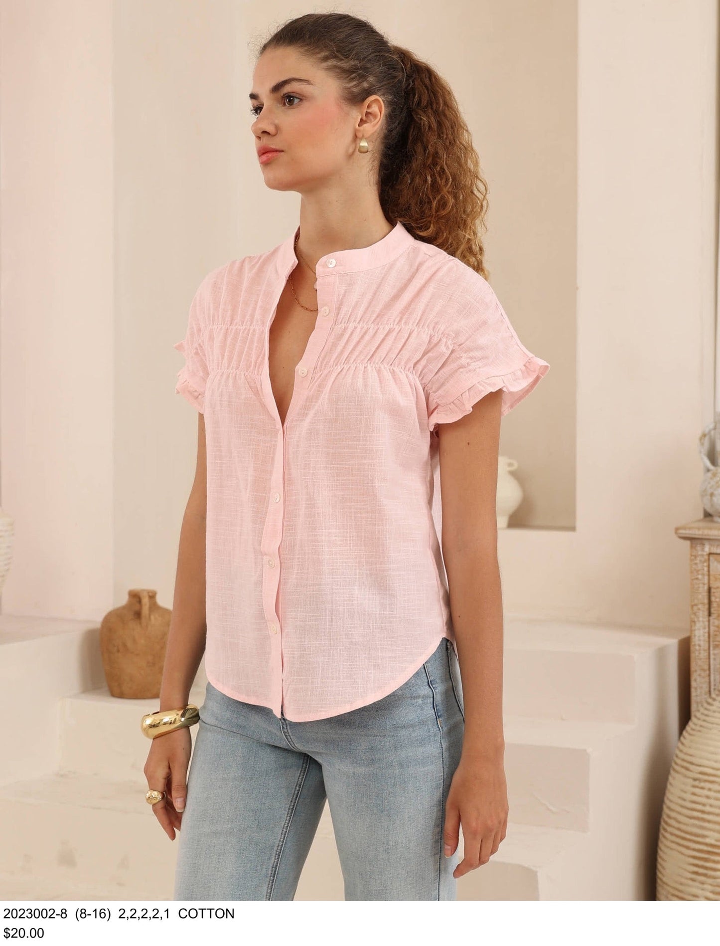 Baby pink short sleeve blouse