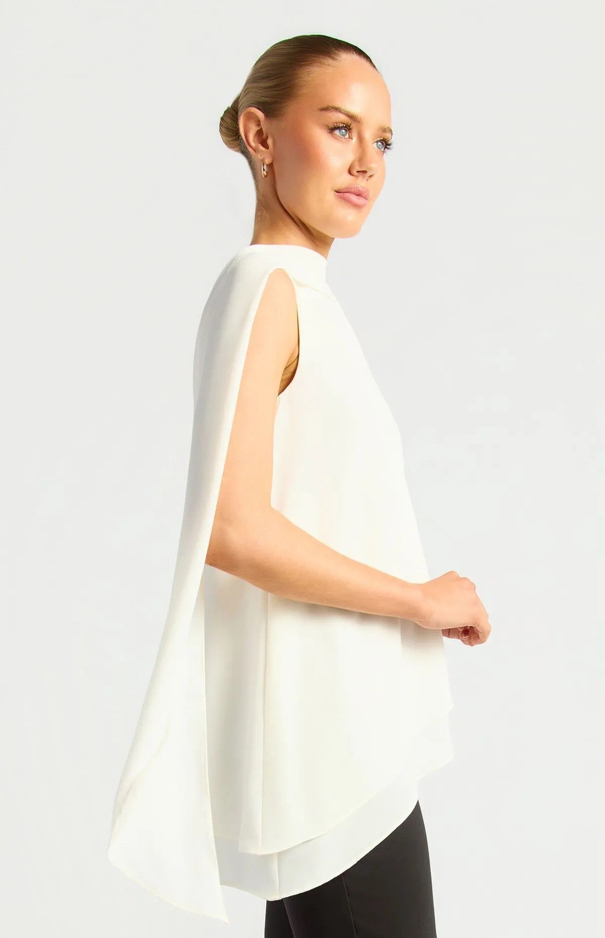 Multi Way Scarf Chiffon Top with Asymmetric Hem