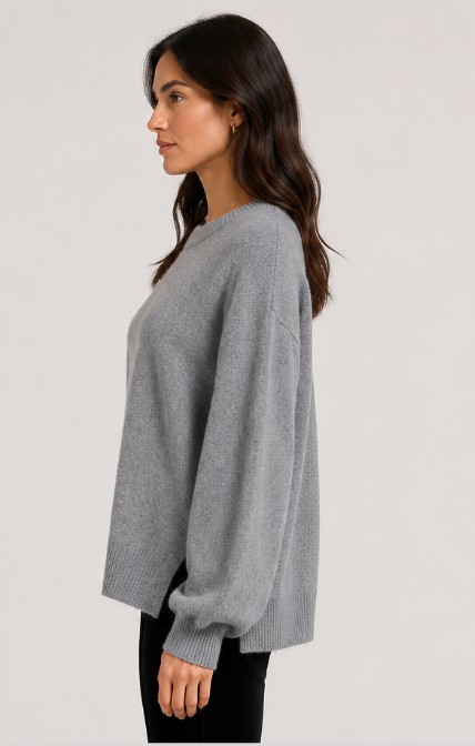 Marl Grey Wool Oversized Jumper