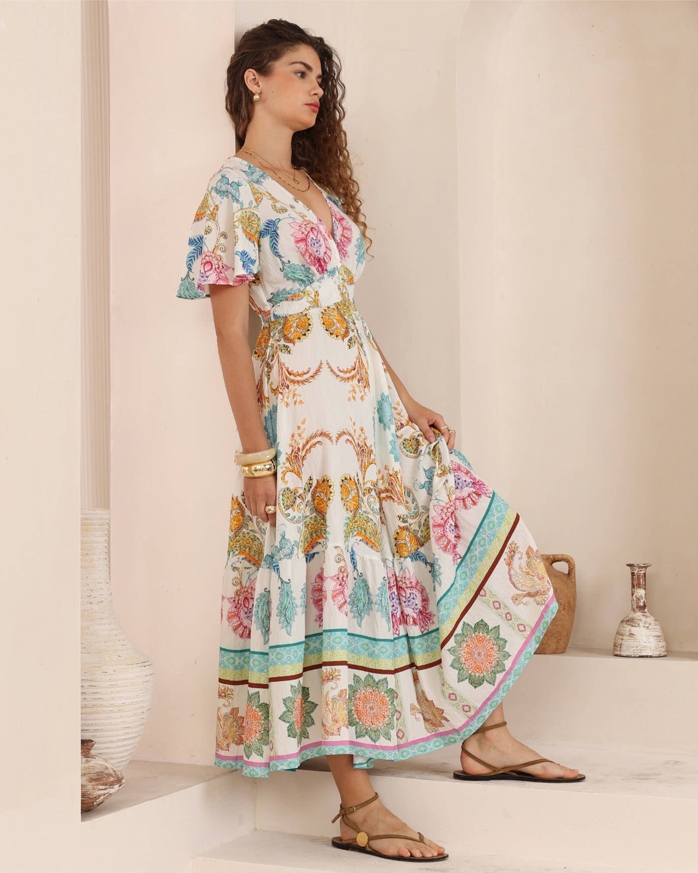 Multi-Print Maxi Dress