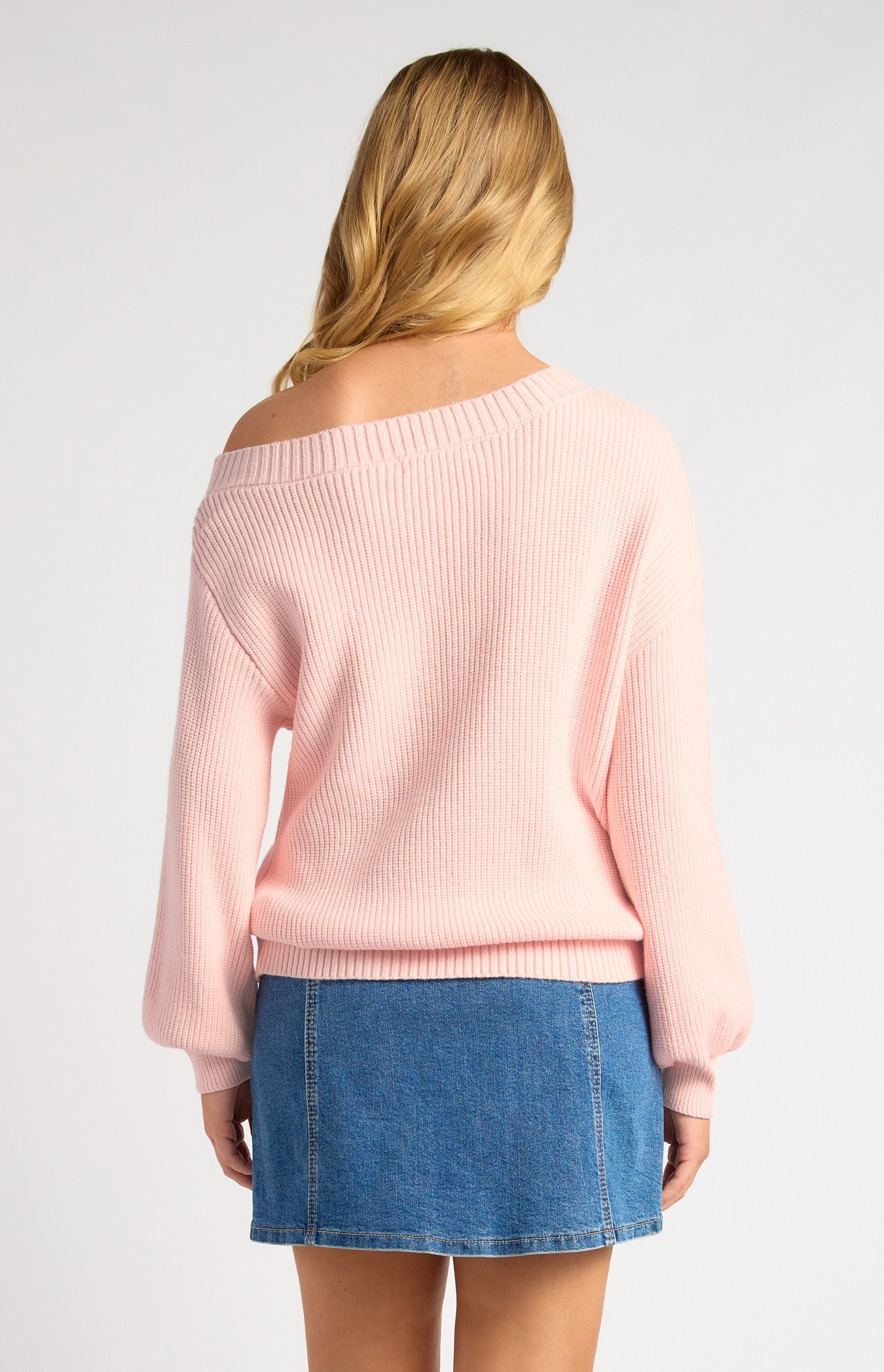 Pale Pink One Shoulder Relaxed Fit Knit Top