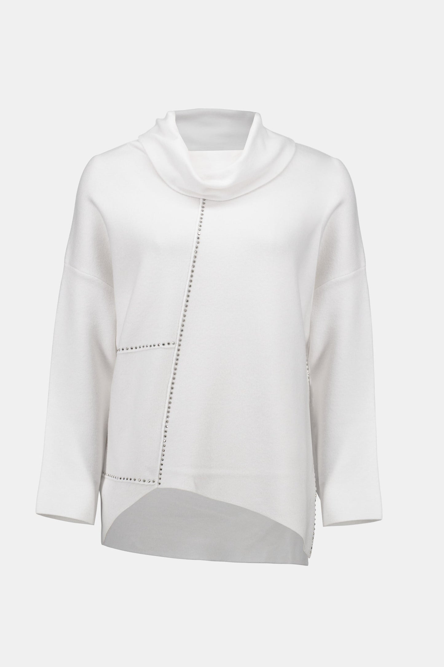 White Sweater Knit Asymmetrical Pullover