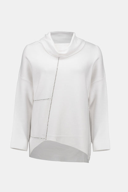 White Sweater Knit Asymmetrical Pullover