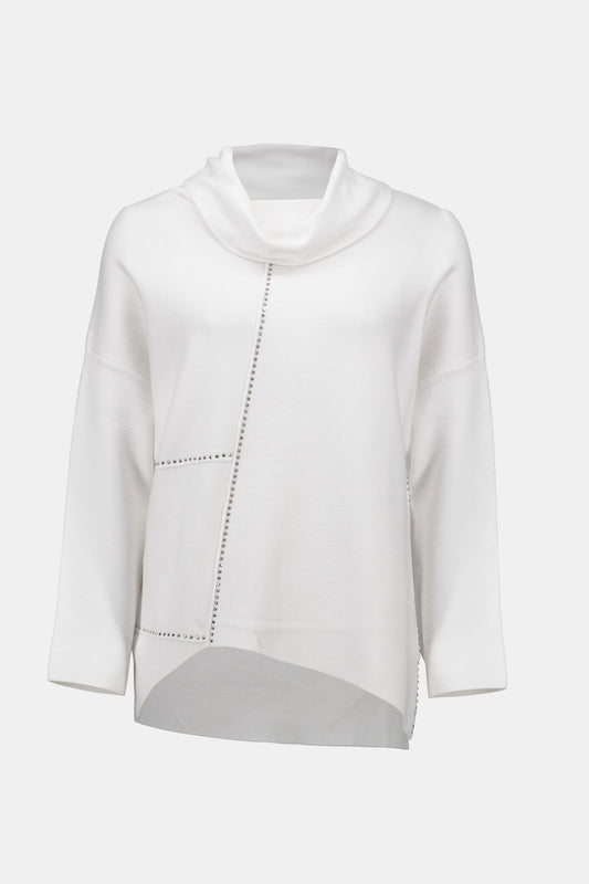 White Sweater Knit Asymmetrical Pullover