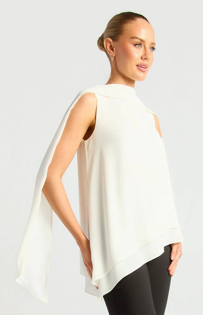 Multi Way Scarf Chiffon Top with Asymmetric Hem