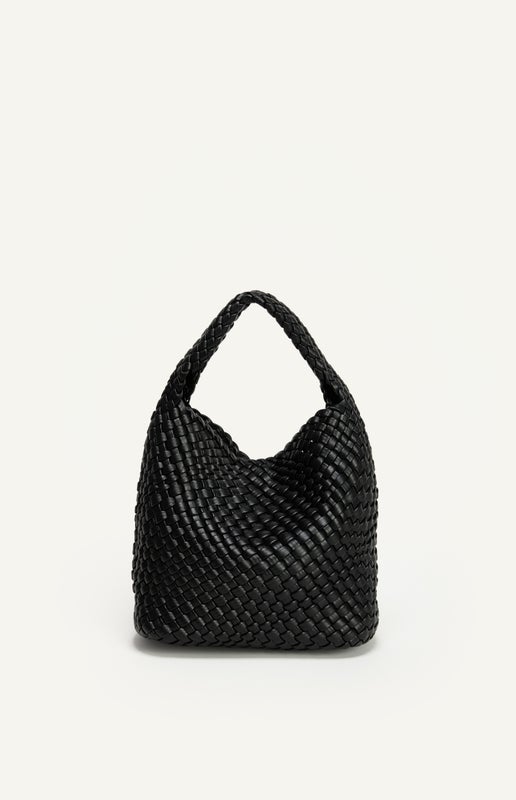 Woven Vegan Leather Handle Bag