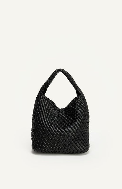 Woven Vegan Leather Handle Bag